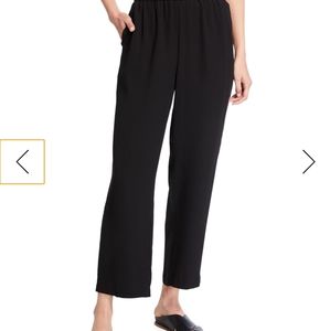 Black Silk Eileen Fisher Crepe Ankle Pants